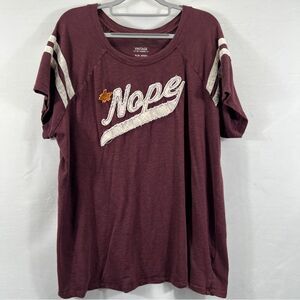 Vintage by Torrid Maroon and White "Nope" Short Sleeve Tee